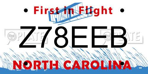 Z78EEB North Carolina License Plate