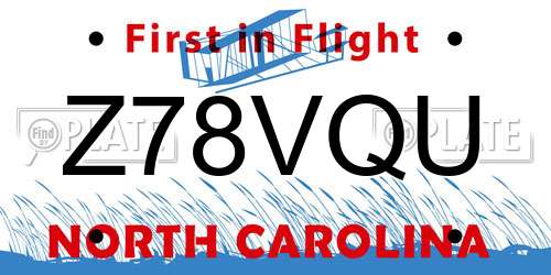 Z78VQU North Carolina License Plate