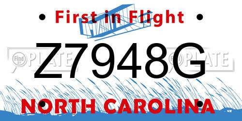 Z7948G North Carolina License Plate