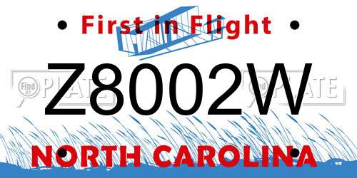 Z8002W North Carolina License Plate