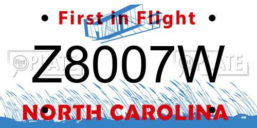 Z8007W North Carolina License Plate