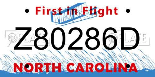 Z80286D North Carolina License Plate