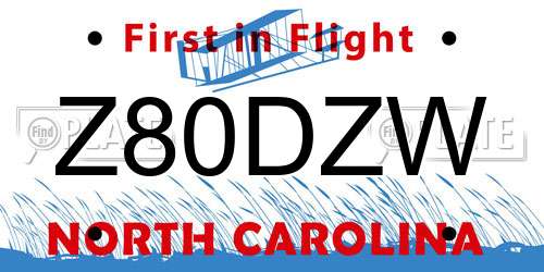 Z80DZW North Carolina License Plate