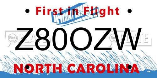 Z80OZW North Carolina License Plate