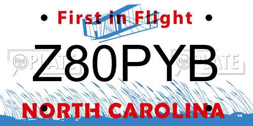 Z80PYB North Carolina License Plate