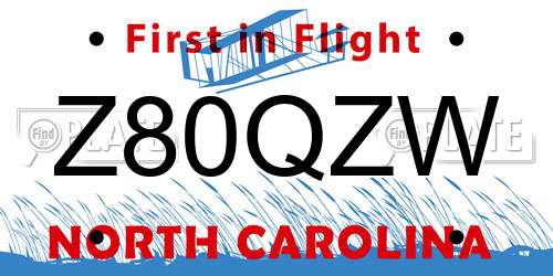 Z80QZW North Carolina License Plate
