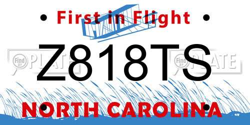 Z818TS North Carolina License Plate