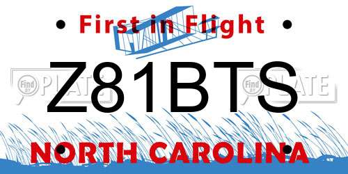 Z81BTS North Carolina License Plate