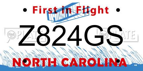 Z824GS North Carolina License Plate
