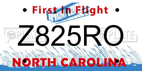 Z825RO North Carolina License Plate