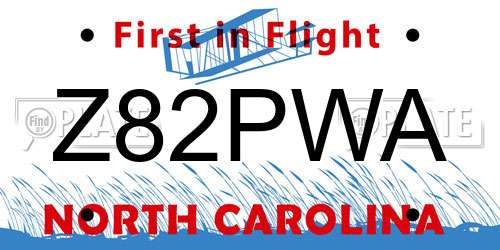 Z82PWA North Carolina License Plate