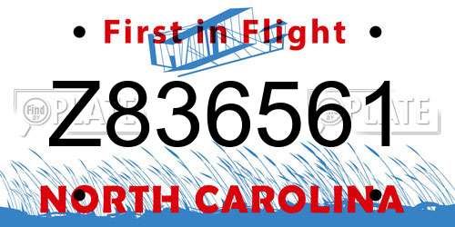 Z836561 North Carolina License Plate