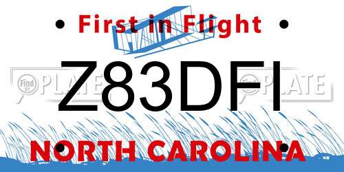 Z83DFI North Carolina License Plate