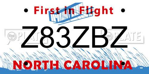 Z83ZBZ North Carolina License Plate