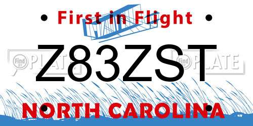 Z83ZST North Carolina License Plate