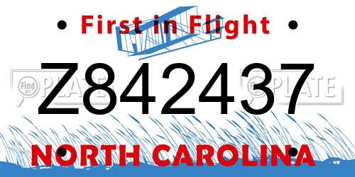Z842437 North Carolina License Plate