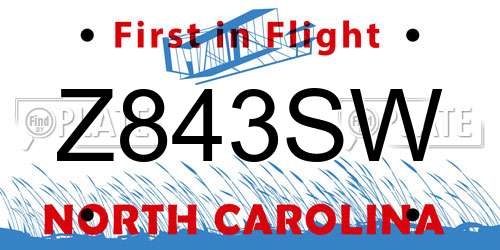 Z843SW North Carolina License Plate