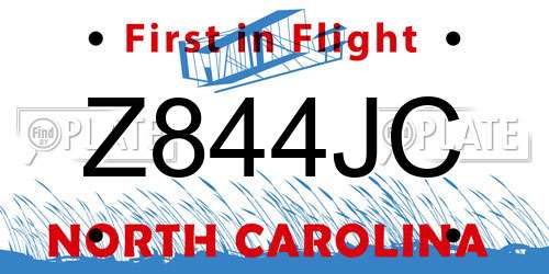 Z844JC North Carolina License Plate