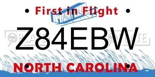 Z84EBW North Carolina License Plate