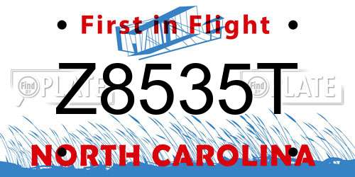 Z8535T North Carolina License Plate