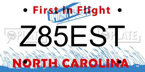 Z85EST North Carolina License Plate