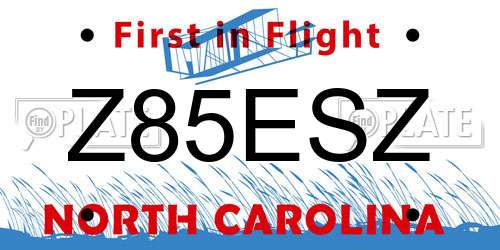 Z85ESZ North Carolina License Plate