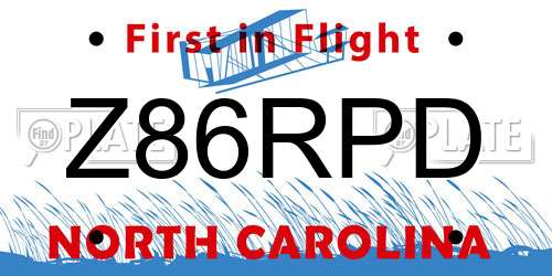 Z86RPD North Carolina License Plate