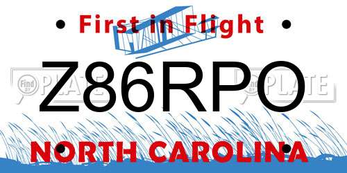 Z86RPO North Carolina License Plate