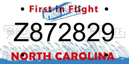 Z872829 North Carolina License Plate