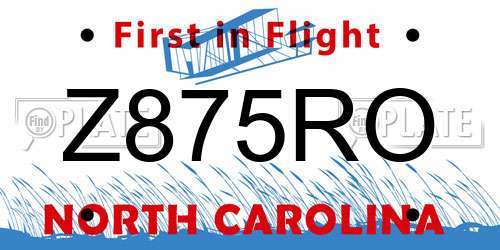 Z875RO North Carolina License Plate