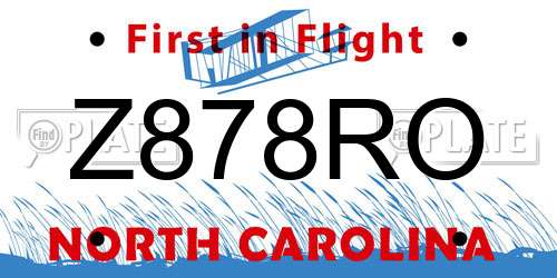 Z878RO North Carolina License Plate