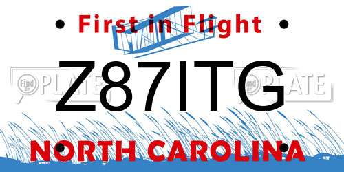 Z87ITG North Carolina License Plate