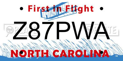 Z87PWA North Carolina License Plate