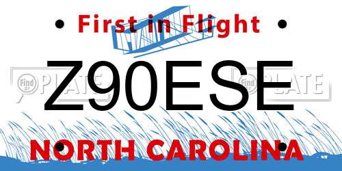 Z90ESE North Carolina License Plate