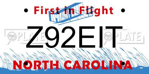 Z92EIT North Carolina License Plate