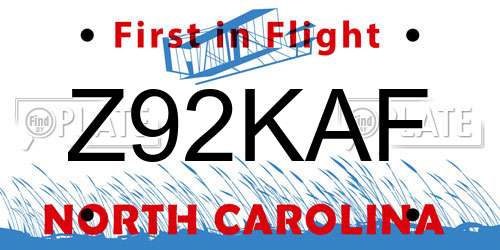 Z92KAF North Carolina License Plate