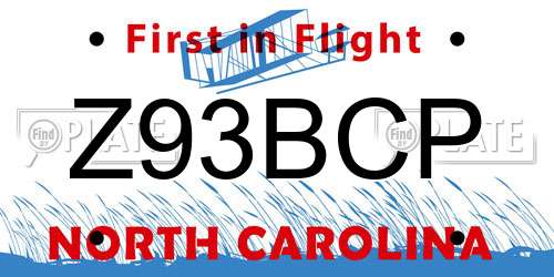 Z93BCP North Carolina License Plate