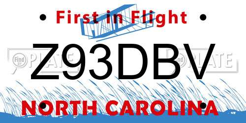 Z93DBV North Carolina License Plate