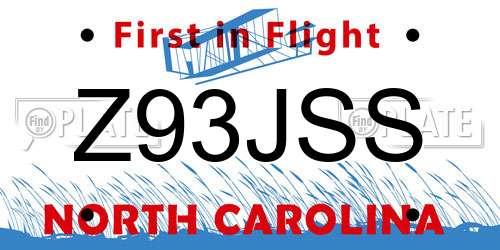 Z93JSS North Carolina License Plate