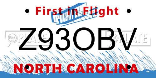 Z93OBV North Carolina License Plate