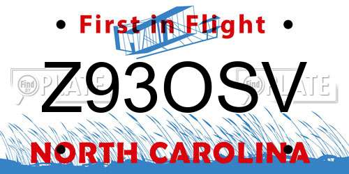 Z93OSV North Carolina License Plate