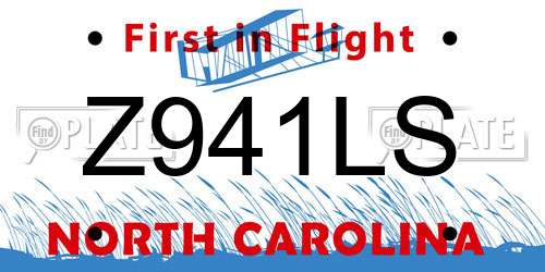 Z941LS North Carolina License Plate
