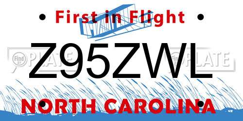 Z95ZWL North Carolina License Plate