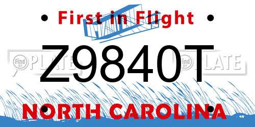 Z9840T North Carolina License Plate