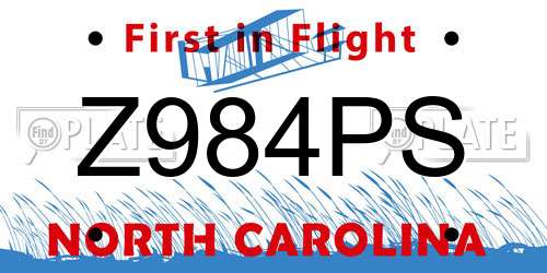 Z984PS North Carolina License Plate