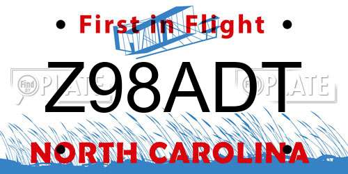 Z98ADT North Carolina License Plate