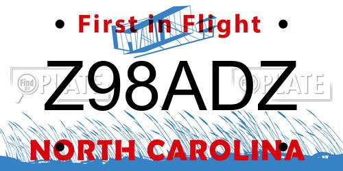 Z98ADZ North Carolina License Plate
