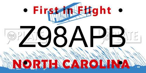Z98APB North Carolina License Plate