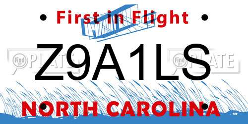 Z9A1LS North Carolina License Plate