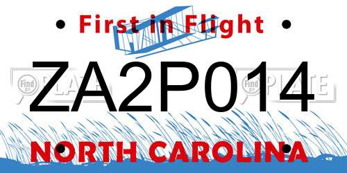ZA2P014 North Carolina License Plate